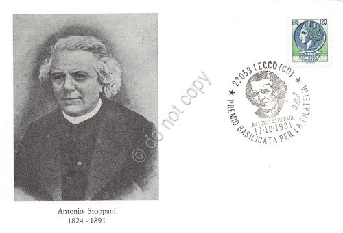 Cartolina Antonio Stoppani FDC Timbro Lecco 1981 n. 882