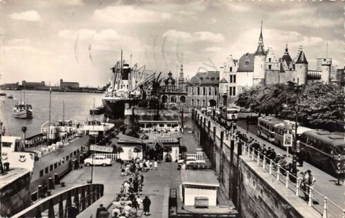 Cartolina Antwerpen Debarcadere 1961 timbro Kolen Zomer animata