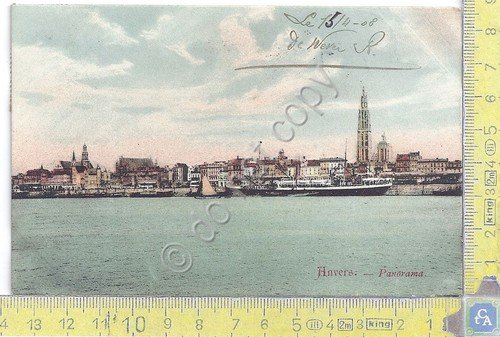Cartolina Anvers Panorama vue du port Vg Belge Congo 1908 | Immagine principale