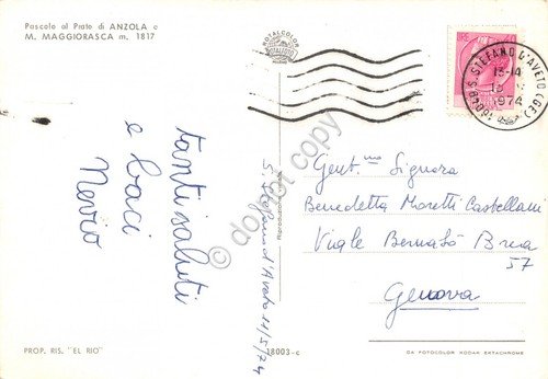 Cartolina Anzola Pascolo al prato 1974