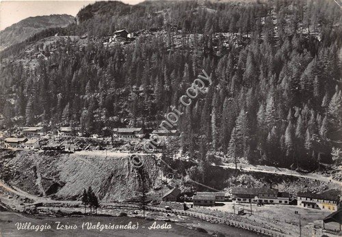 Cartolina Aosta Villaggio Torino Valgrisanche 1954