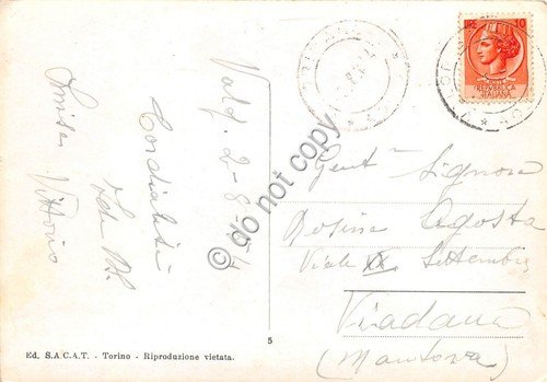 Cartolina Aosta Villaggio Torino Valgrisanche 1954