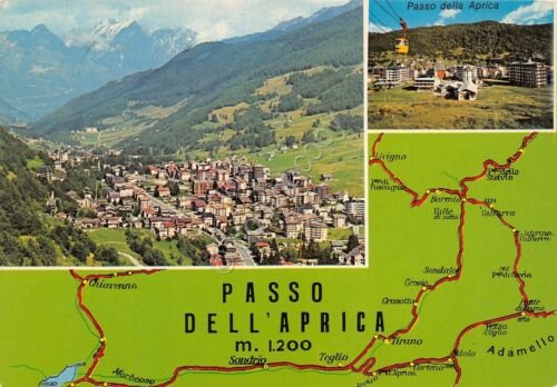 Cartolina Aprica Passo vedute varie con mappa 1979 (Sondrio)