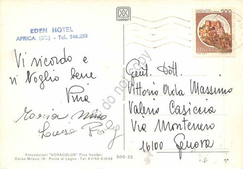 Cartolina Aprica vedute varie ovovia cavallo Timbro Eden Hotel (Sondrio) | Immagine Gallery 2