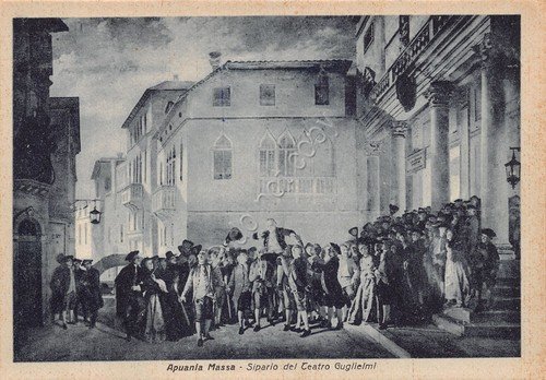 Cartolina Apuania Massa Sipario del Teatro Guglielmi | Immagine principale
