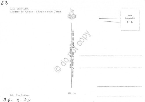 Cartolina Aquileia Cimitero dei Caduti Angelo della Carità (Udine)