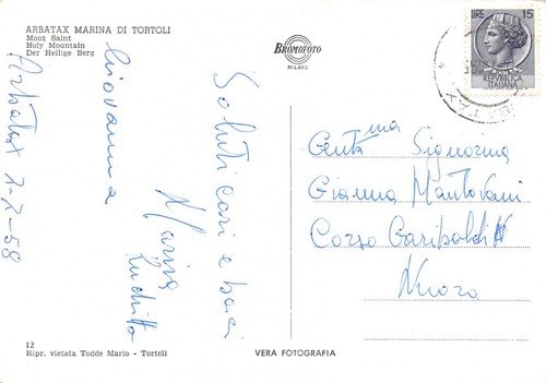 Cartolina Arbatax Marina di Tortoli Monte Santo 1958 | Immagine Gallery 2