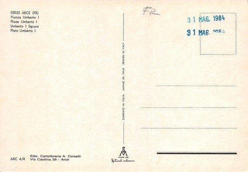 Cartolina Arce Piazza Umberto I