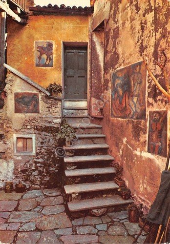 Cartolina Arcumeggia Valcuvia affreschi Timbro Ristorante Miramonti (Varese)
