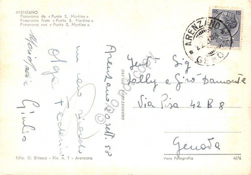 Cartolina Arenzano Panorama da Punta San Martino terrazza bar 1958 | Immagine Gallery 2