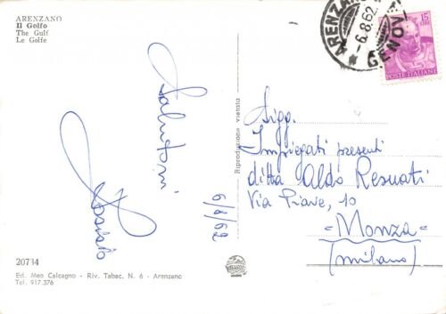 Cartolina Arenzano Panorama del Golfo 1962 (Genova)