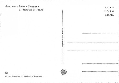 Cartolina Arenzano Santuario del Bambin di Praga interno Altare Maggiore