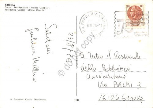 Cartolina Ariccia Centro residenziale Monte Gentile 1976 mucche | Immagine Gallery 2