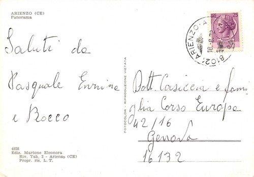 Cartolina Arienzo Panorama 1972