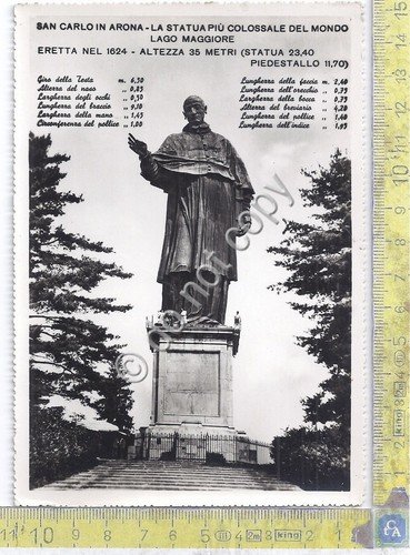Cartolina Arona Statua di S. Carlo in Arona anni '50 …