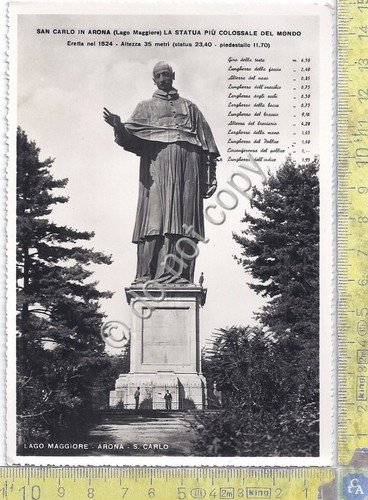 Cartolina Arona Statua di S. Carlo Vista frontale anni '50 … | Immagine principale