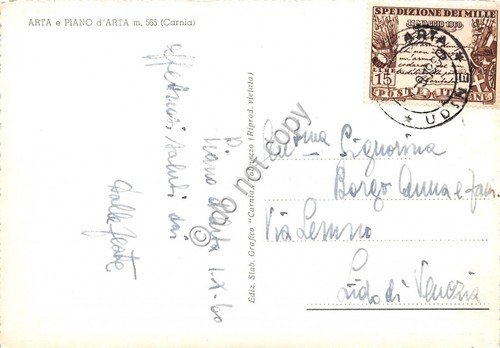 Cartolina Arta Piano d' Arta panorama 1960 (Udine)