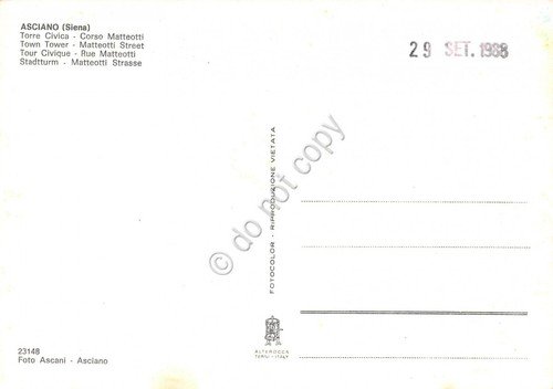Cartolina Asciano Corso Matteotti Torre Civica