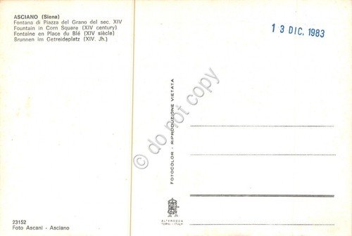 Cartolina Asciano Fontana Piazza del Grano auto d'epoca anni '80 | Immagine Gallery 2