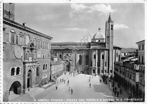 Cartolina Ascoli Piceno Piazza del Popolo animata 1950 | Immagine principale