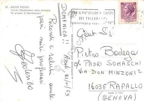 Cartolina Ascoli Piceno Torneo cavalleresco della Quintana Sbandieratori 1969 | Immagine Gallery 2