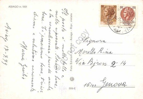 Cartolina Asiago panorama paese dall'alto seggiovia 1979 | Immagine Gallery 2