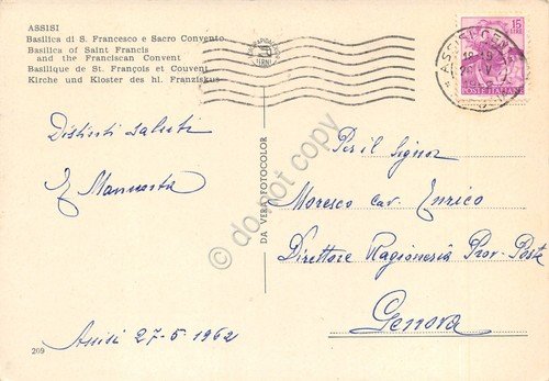 Cartolina Assisi Basilica S. Francesco Sacro Convento da strada animata … | Immagine Gallery 2