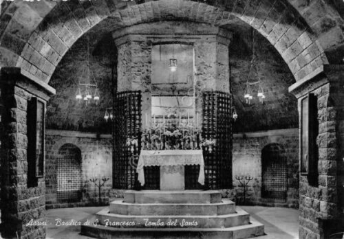 Cartolina Assisi Basilica S. Francesco Tomba del Santo 1957 (Perugia) | Immagine principale