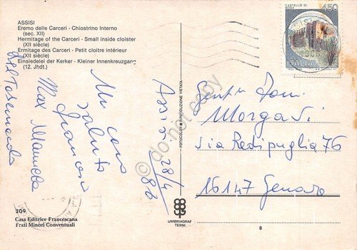 Cartolina Assisi Eremo delle carceri Chiostrino interno 1988 | Immagine Gallery 2