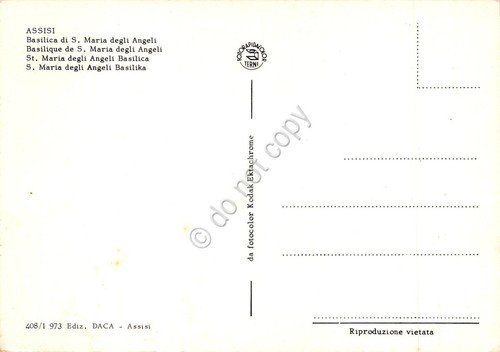 Cartolina Assisi Santa M. degli Angeli auto d'epoca anni '80