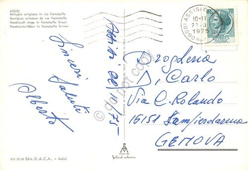 Cartolina Assisi Via Fontebelle botteghe artigianali auto d'epoca 1975 | Immagine Gallery 2