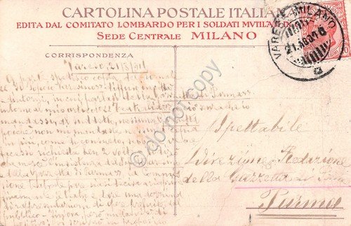 Cartolina Assistenza Soldati Mutilati in Guerra Sede Milano VG | Immagine Gallery 2