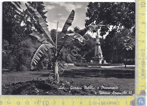 Cartolina Asti Giardini Pubblici e Monumento V.Emanuele II 1953