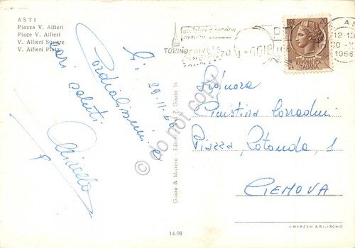 Cartolina Asti Piazza Alfieri 1966 | Immagine Gallery 2
