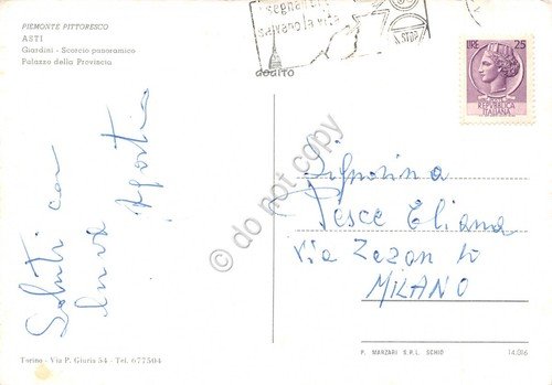 Cartolina Asti vedute uva timbro a targhetta stradale | Immagine Gallery 2