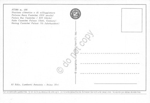 Cartolina Atina Palazzo Duca Cantelmi auto d'epoca anni '70