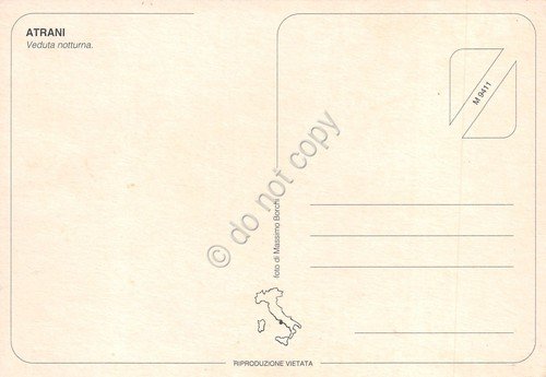 Cartolina Atrani panorama paese strada notturno anni '70