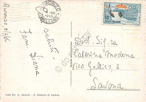 Cartolina Auronzo di Cadore panorama case 1956 | Immagine Gallery 2