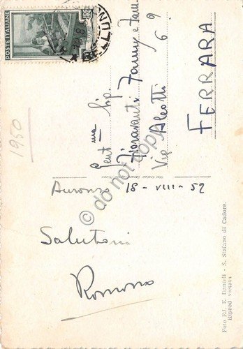 Cartolina Auronzo di Cadore Panorama Lago 1952