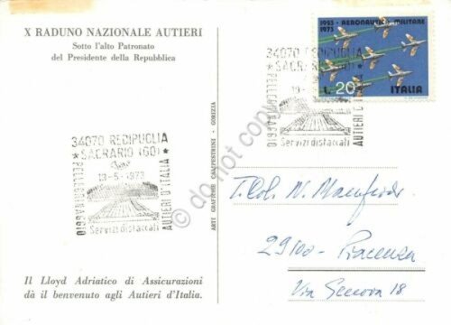 Cartolina Autieri X Raduno Nazionale timbro filatelico 1973