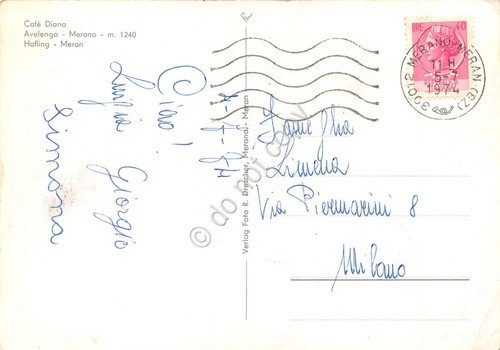Cartolina Avelengo Merano Cafè Diana 1974