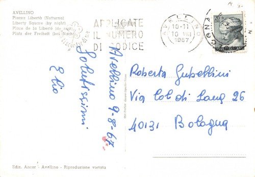 Cartolina Avellino Piazza Libertà Notturno 1967 | Immagine Gallery 2