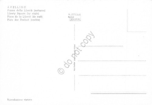 Cartolina Avellino Piazza Libertà Notturno giardini