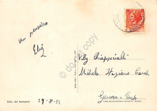 Cartolina Avellino Santuario di Montevergine Badia 1954