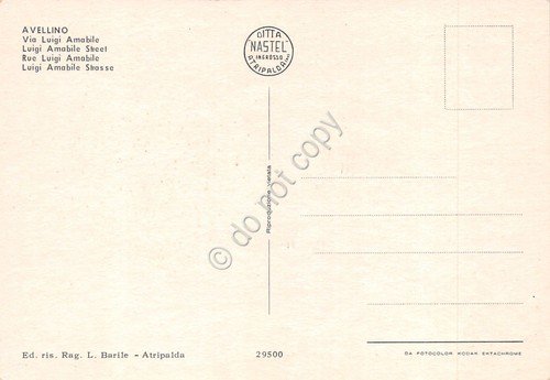 Cartolina Avellino Via Luigi Amabile animata auto bus anni '80