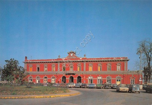 Cartolina Aversa Stazione Ferroviaria auto anni '70