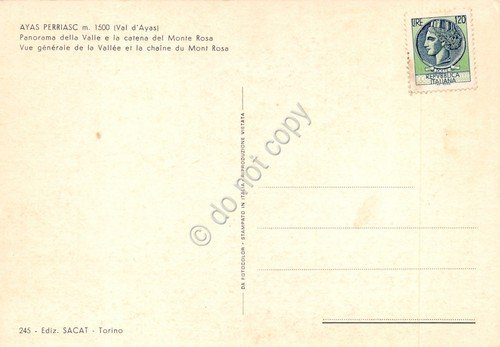 Cartolina Ayas Perriasc panorama valle e catena Monte Rosa ED. …
