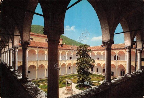 Cartolina Badia di Praglia chiostro doppio 1980 (Padova)