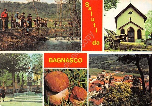 Cartolina Bagnasco vedute Sagra della Trota Chiesetta Alpina | Immagine principale