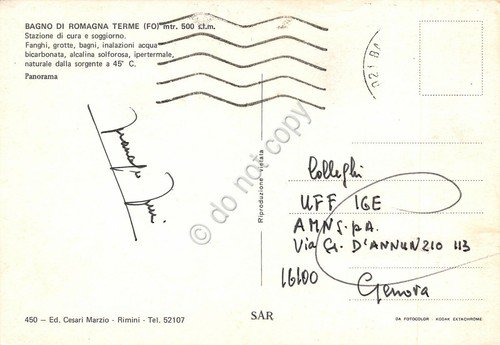 Cartolina Bagno di Romagna Terme panorama dall'alto ED SAR